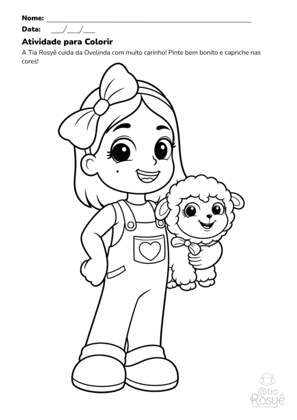 Atividade para Colorir - Tia Rosyê e Ovelinda