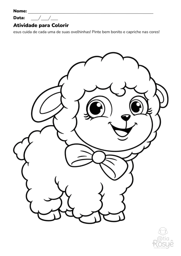 Atividade para Colorir - Ovelinda