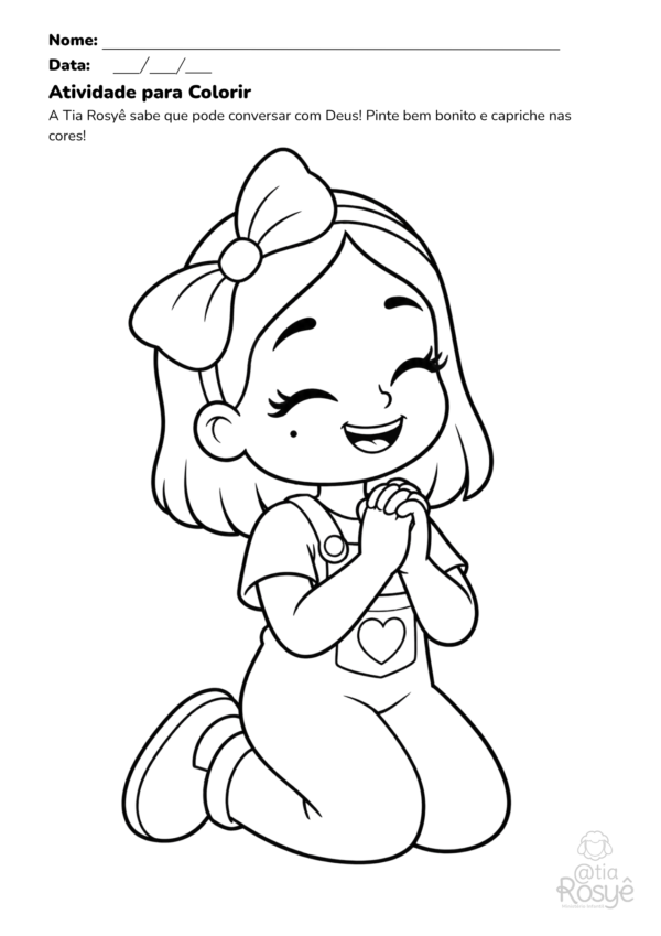 Atividade para Colorir - Tia Rosyê Orando