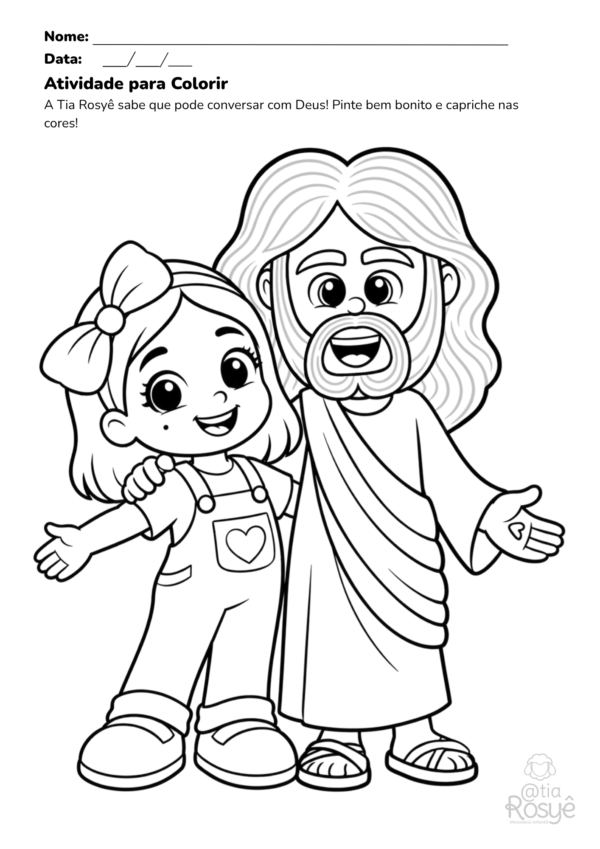 Atividade para Colorir - Tia Rosyê e Jesus
