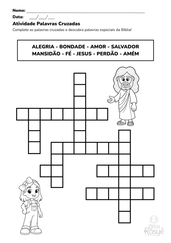 Atividade Palavras Cruzadas - Palavras Especiais da Bíblia